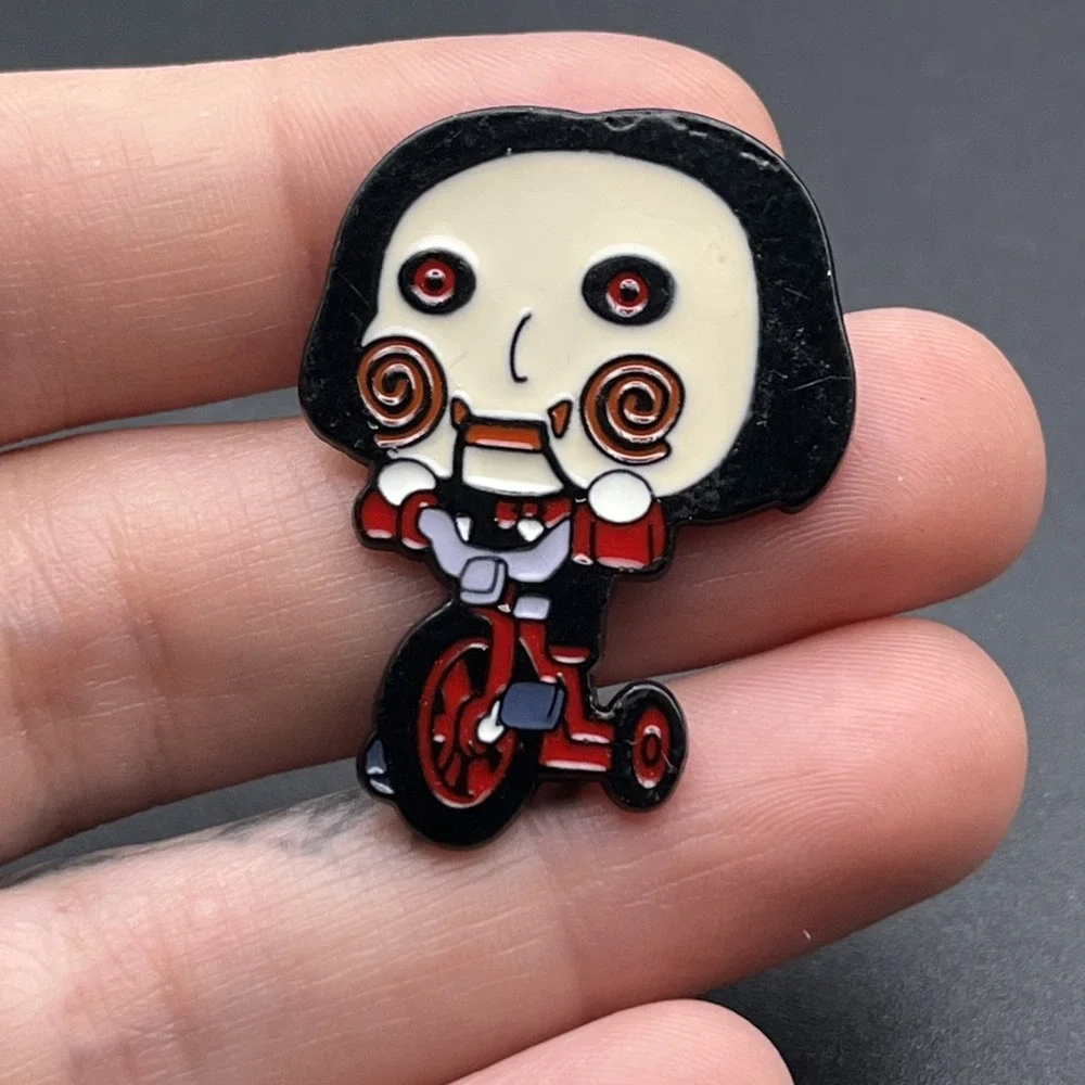 Cartoon Jigsaw Saw Horror Movie‎ Tricycle Lapel Hat Pin